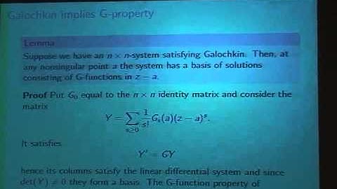Frits Beukers - Arithmetic of values of E- and G-function (3/4) [Arizona Winter School 2008]