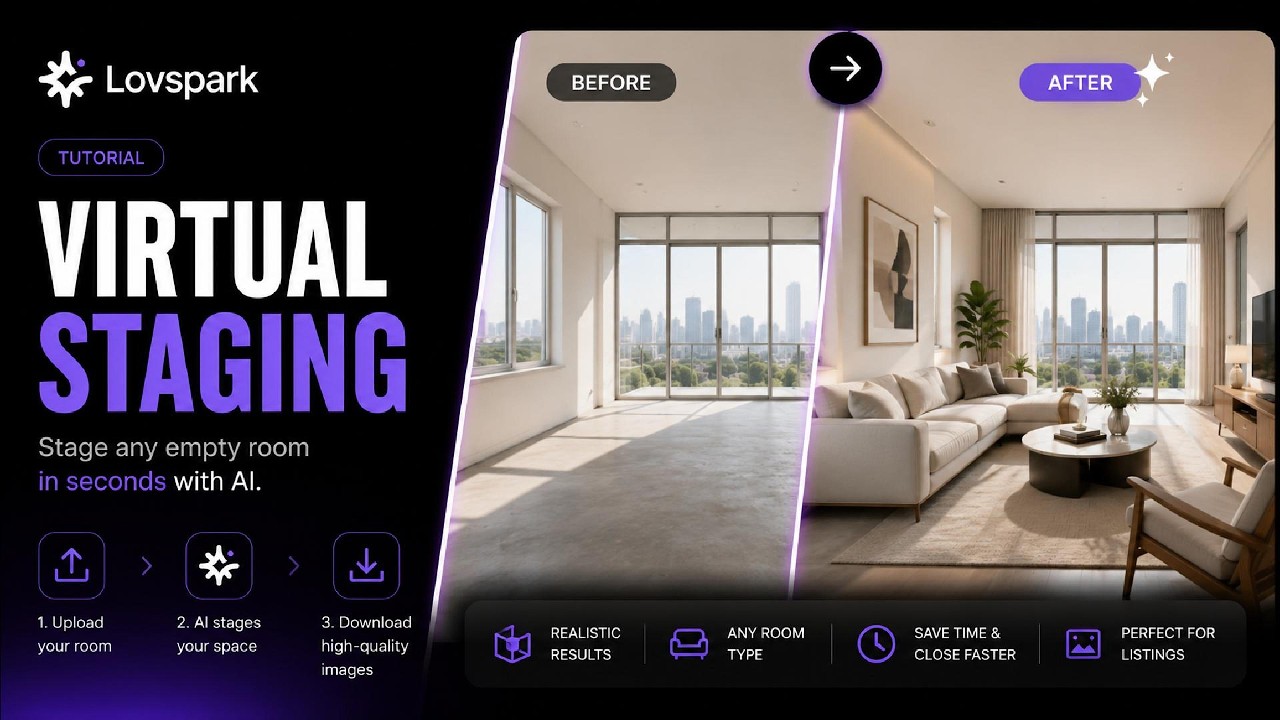 How to Turn Empty Rooms into Beautiful Interiors | Lovspark Virtual Staging Tutorial