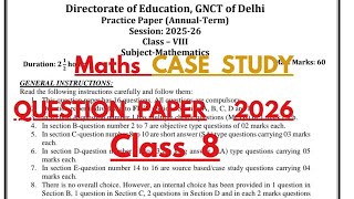 Annual Question paper 2026 | Class 8 | Maths |Case study solution