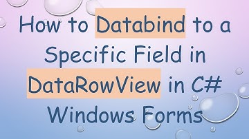 How to Databind to a Specific Field in DataRowView in C#  Windows Forms