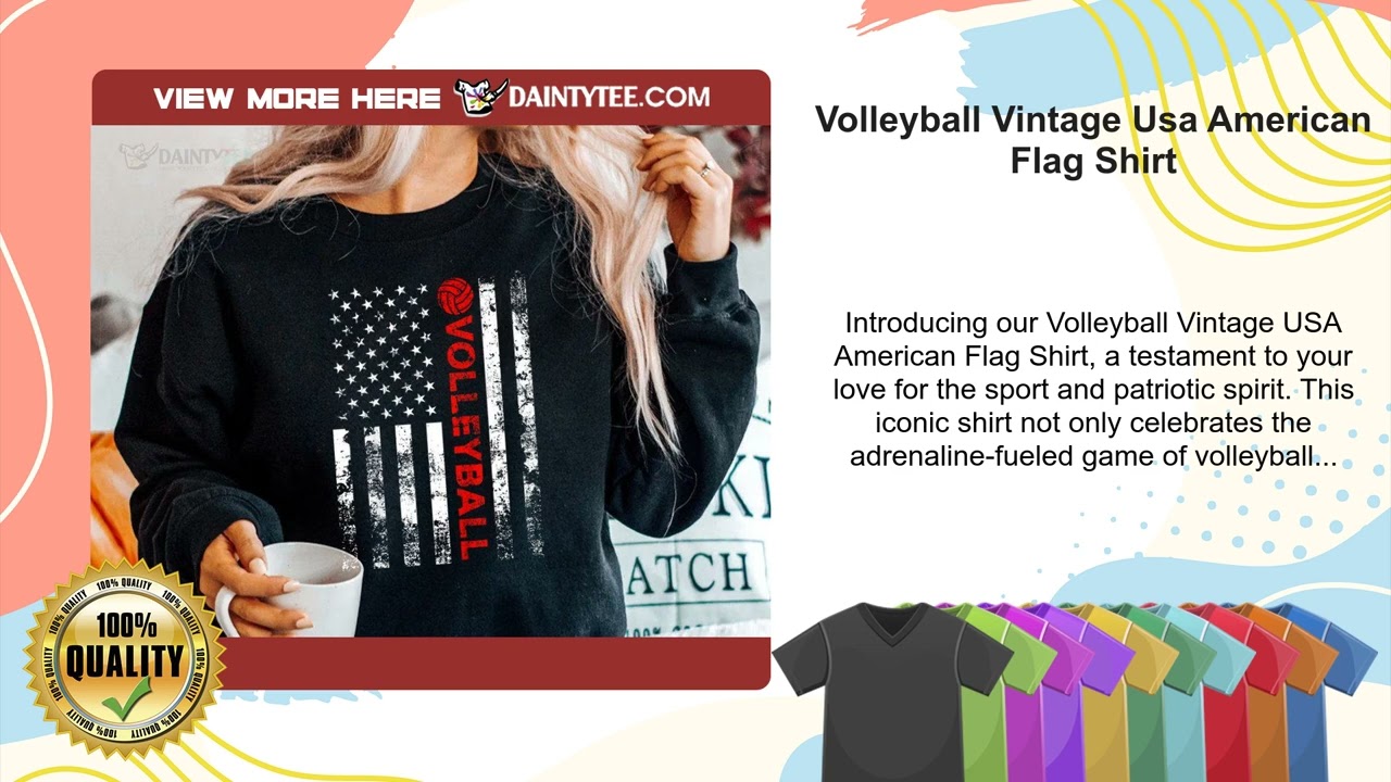 Volleyball Vintage Usa American Flag Shirt