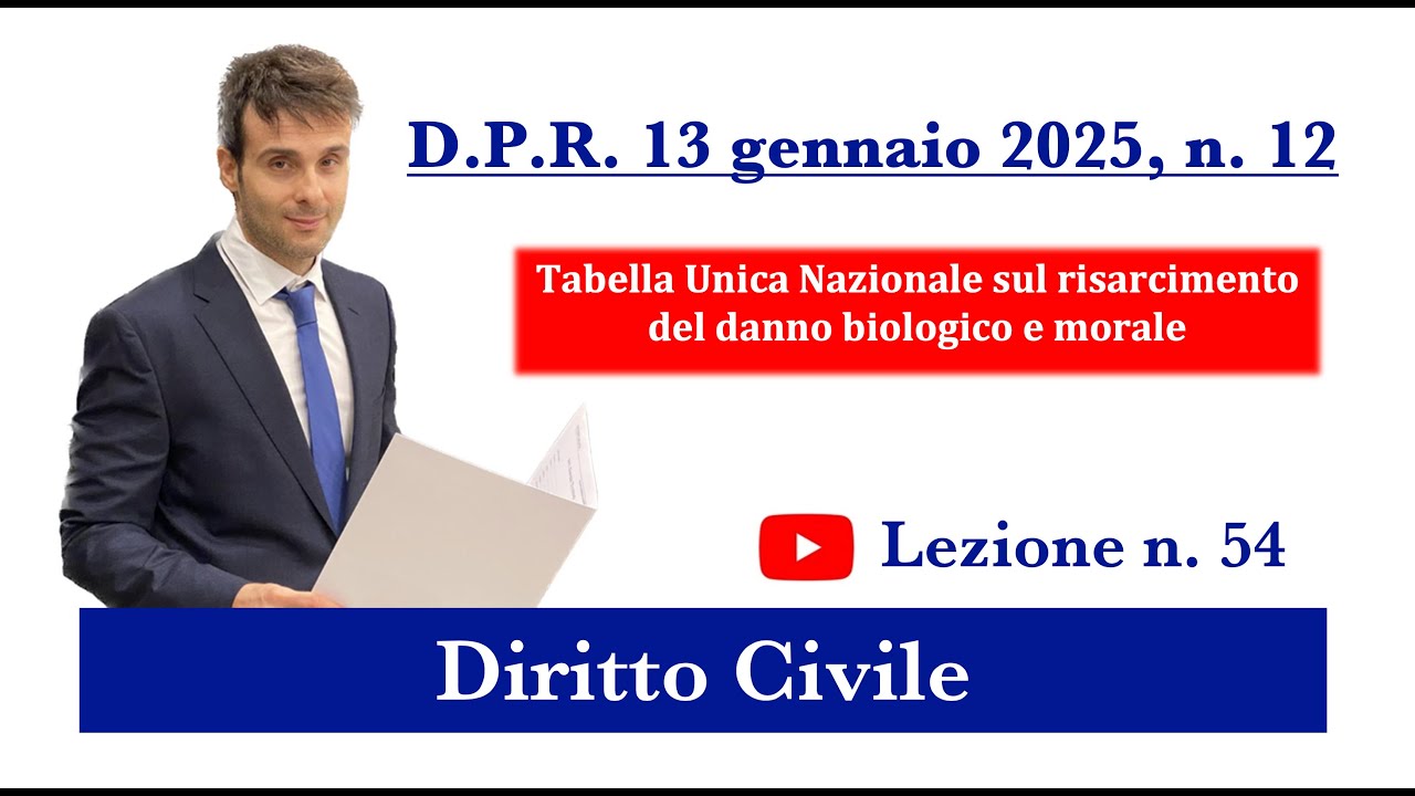 Diritto Civile Video lezione n. 54: Tabella Unica Nazionale risarcimento danno biologico e morale