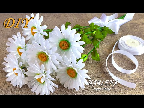 ПОДАРОК для МАМЫ своими руками 🌼 ЛЮБИМЫЕ РОМАШКИ 🌼 из лент. Ribbon Flowers DIY