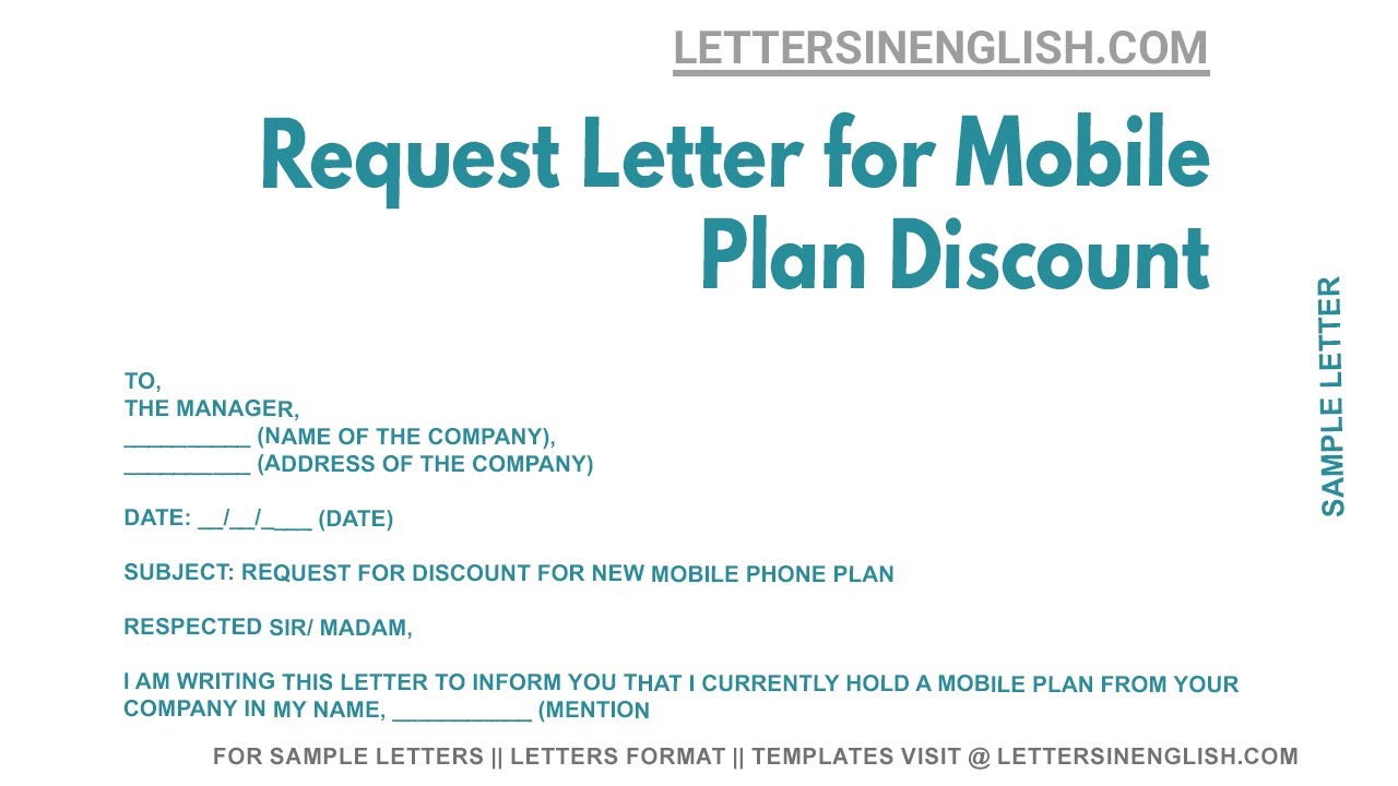 Request Letter for Mobile Plan Discount Letter Requesting Discount