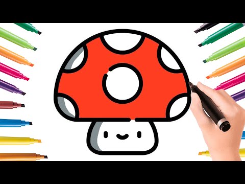 Complete picture educational children game. Kids drawing worksheet.  Printable activity for toddlers. Draw mushroom Stock Vector by ©ksuklein  318814326