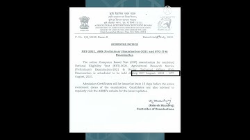 REVISED SCHEDULE FOR ONLINE (CBT) EXAMINATION FOR COMBINED NET ,ARS - 2021 (PRELIMINARY) AND STO-T-6