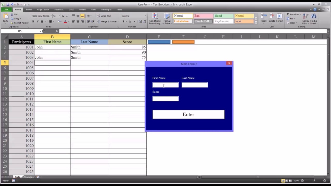 Adding Data to an Excel Worksheet using TextBox Controls ...