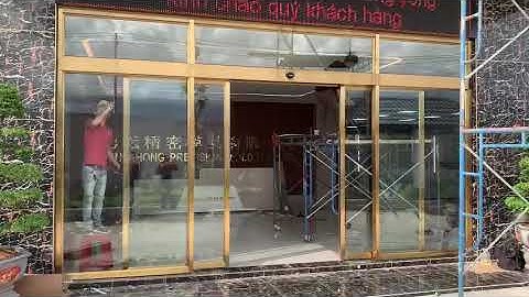 Cửa tự động KEYON- Hàn Quốc. Kết hợp khung inox vàng. LH: 0977201798 để được hổ trợ.