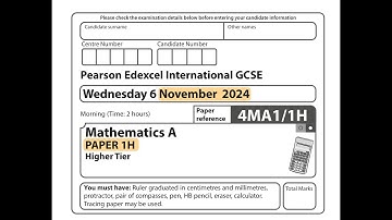 IGCSE Mathematics November 2024 - 4MA1/1H