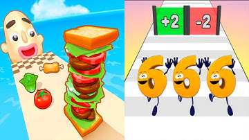 Sandwich Runner VS Numbers Run 3D - All Levels SpeedRun Gameplay Android iOS Ep1