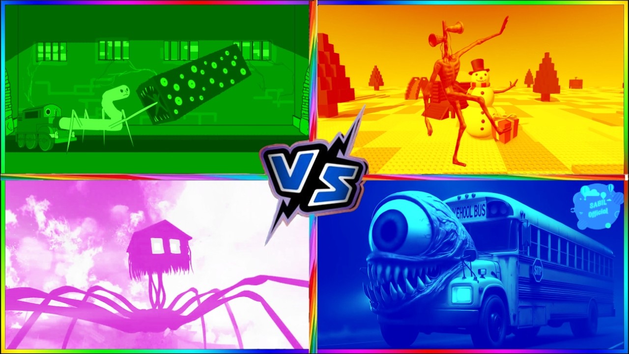 🚆 Train Eater 🆚 📢 Siren Head  🆚 🏠🕷️ House Head 🆚 🚌 School Bus Monster 🎶CoffinDance Song #06