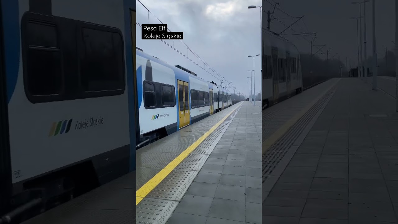 Pociąg osobowy EZT Pesa Elf - Koleje Śląskie - wjazd na stację Poraj | styczeń 2023