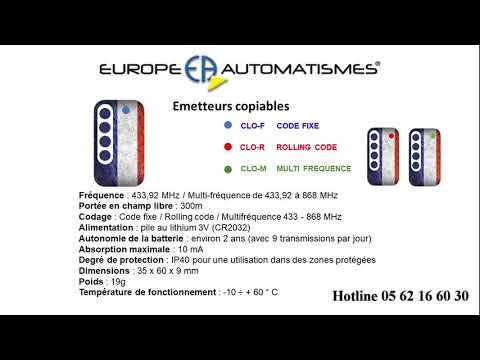 Télécommande copiable universelle CODE FIXE 433MHz