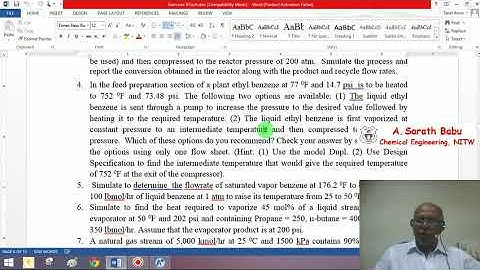 Lecture 22: Evaluation of best alternative verification of first law of Thermodynamics in Aspen
