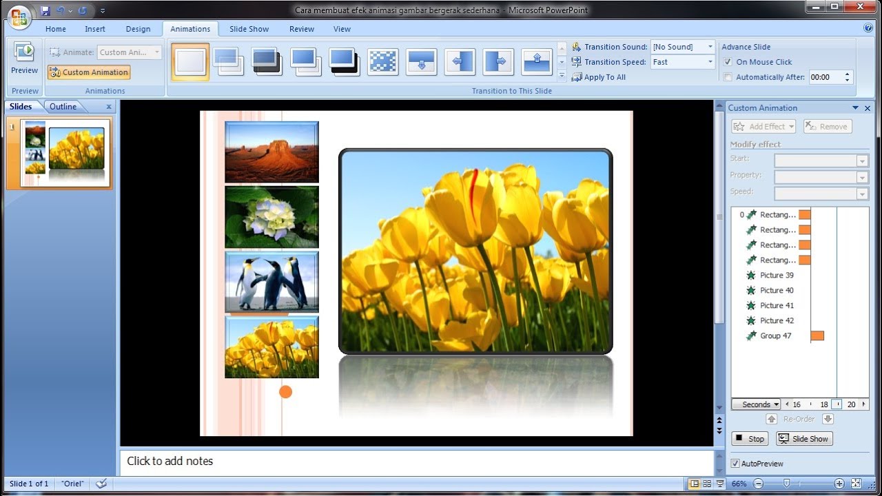 Tutorial powerpoint  2007  Cara  membuat  efek animasi  