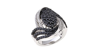 2.04ctw Black and White Diamond Oval "Swirl" Ring