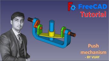 FreeCAD Tutorial : How to make a push mechanism || By Vijay #freecad #cad #3dmodeling #design