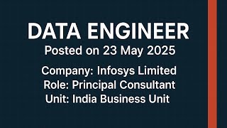 Job openings for Data Engineer at infosys