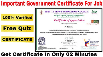 free quiz with certificate || free webinar certificate || government certificate 2021