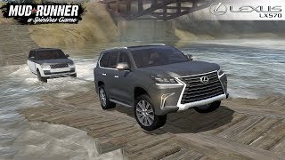 Spintires Mudrunner - Lexus Lx 570 2016 Pulls Out Of The River Stuck Land Rover