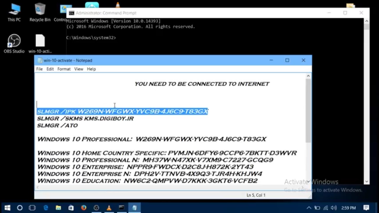 how to fully activate windows 10 using cmd