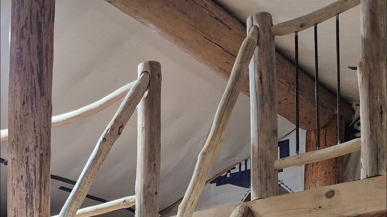 Loft Railing Log Loft Railing log cabin custom build - YouTube