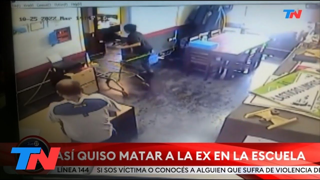 HORROR EN SAN LUIS I El momento en el que la expareja de la docente le disparó dentro de un colegio