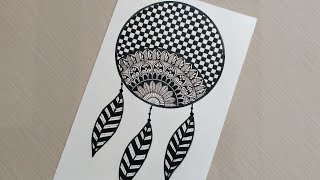 How to Draw Dream Catcher Mandala Art / Easy Mandala Drawing / How to Draw Mandala for Beginners