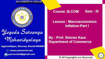 Lecture-04 | B.Com. Sem-III | Macroeconomics Inflation Part I  By Prof. Simran Kaur |  YSM Ranchi
