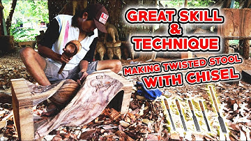 AMAZING WOODWORKING TWISTED STOOL FROM SOLID WOOD