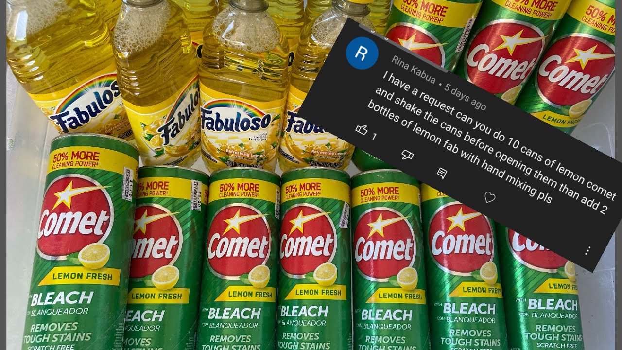 ASMR 10 CANS OF LEMON 🍋 COMET & LEMON 🍋 FABULOSO requested by a subscriber🤗💜🥰-ODDLY SATISFYING