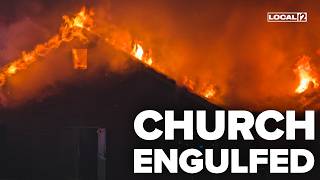 Church fire erupts, flames seen 40 feet high