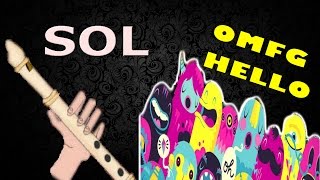 HELLO OMFG versión facilísima, simplificada para flauta dulce, tutorial con animación.