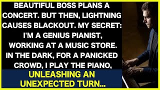 My beautiful boss had a concert. It was secret that I was a piano prodigy, but I played the piano...