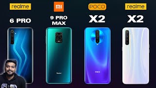 Realme 6 Pro vs Redmi Note 9 Pro Max vs Poco X2 vs Realme X2 | Best Smartphone Under 20000