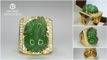 Tahi 6001 - Nhẫn Tỳ Hưu Ngọc Bích mix Diamond | TahiGems - Tahi Phạm.