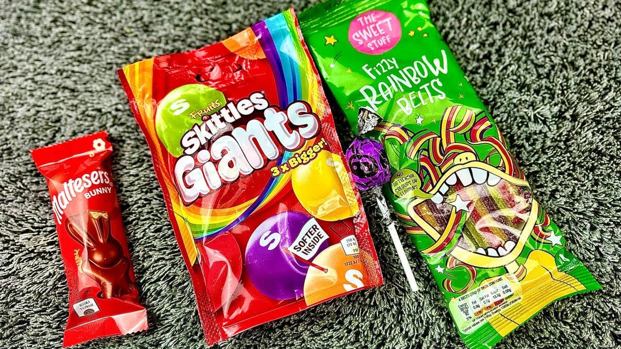 ASMR Candy Unboxing | Maltesers Bunny, Skittles Giants & Fizzy Rainbow ...