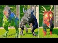 Godzilla 1998 vs T-Rex Chaos, Styracosaurus, Carcharodontosaurus - JURASSIC WORLD EVOLUTION