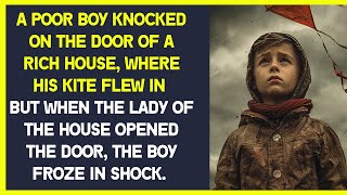 Poor boy's kite flew into the rich man's house. Boy was shocked when he saw the lady of the house