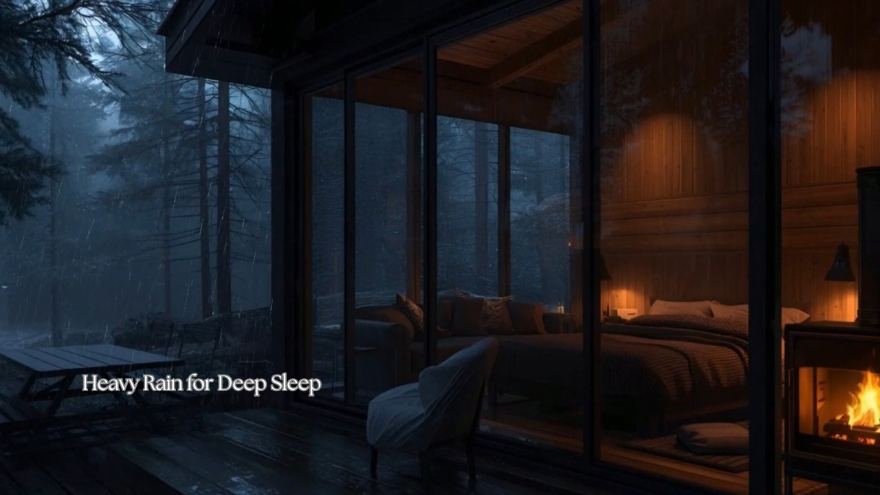Powerful Night Storm Around a Forest Cabin | Heavy Rain for Deep Sleep #155