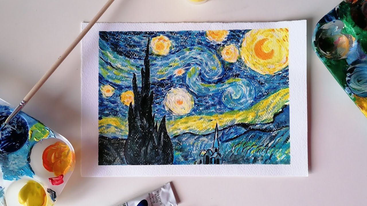 STARRY NIGHT - NOTTE STELLATA by Van Gogh // speed drawing 