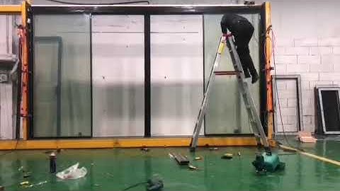 Linear magnetic drive sliding door system with color change glass, testing before send out.