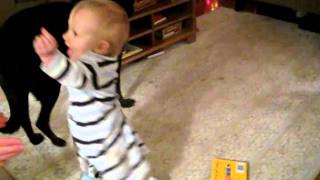 Baby Samson Walking at 11 Months Old.AVI