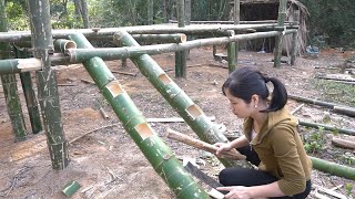 A single girl designed a staircase and bamboo floor by herself in the deep forest | Ly Mai Mai