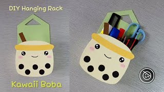 DIY KAWAII BOBA HANGING RACK CARDBOARD | KERAJINAN TANGAN RAK DINDING BOBA KAWAII DARI KARTON