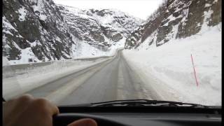 Driving to Nordkapp in winter