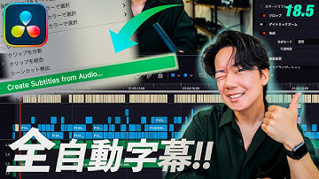 【神機能】これからのテロップは全てが自動だ！新しい字幕機能がガチでヤバすぎる！DaVinci Resolve 18.5究極のアップデート！！！
