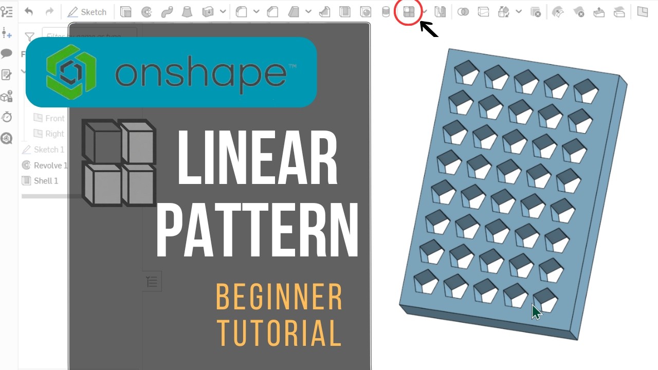 Feature Pattern Onshape Linear Pattern Beginner Tutorial Onshape 3D CAD - YouTube