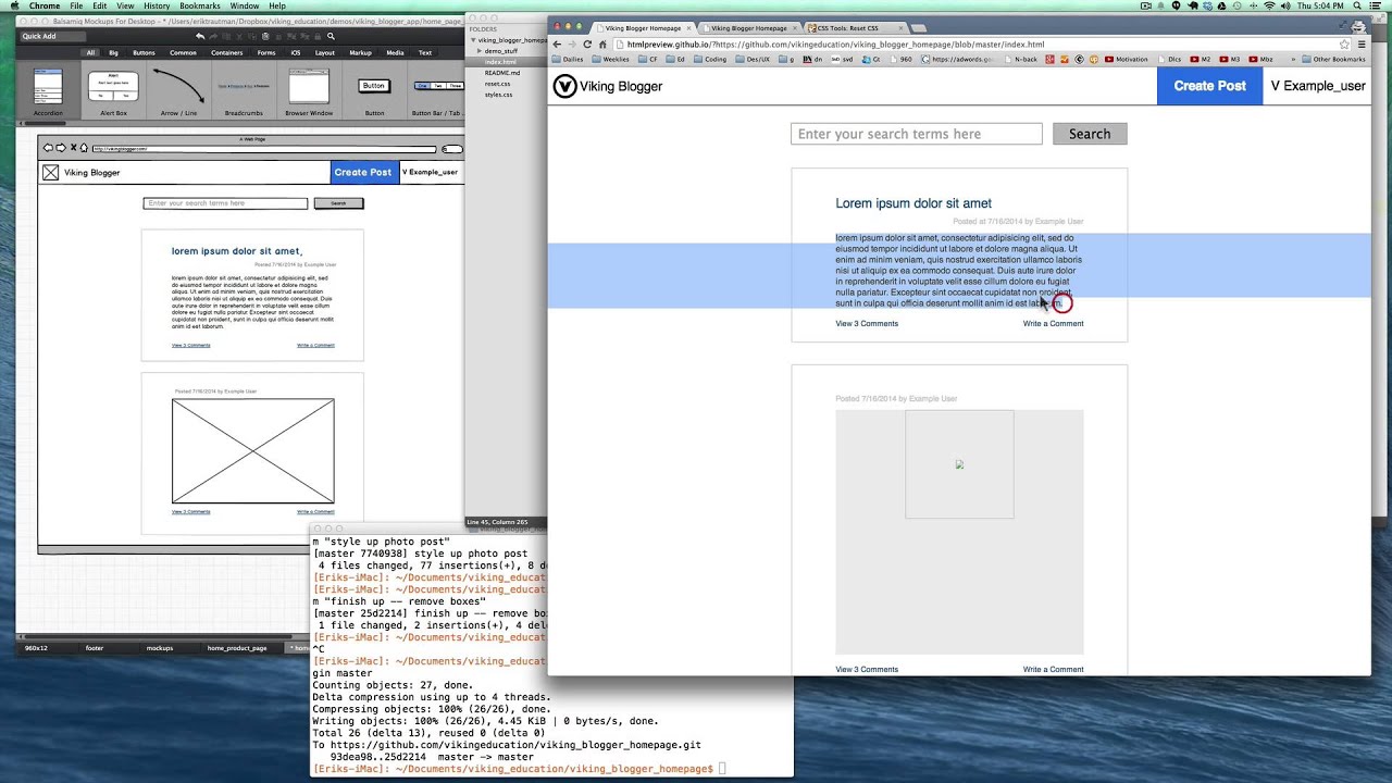 Viking Blogger Demo: HTML/CSS Homepage Markup (Part VI)