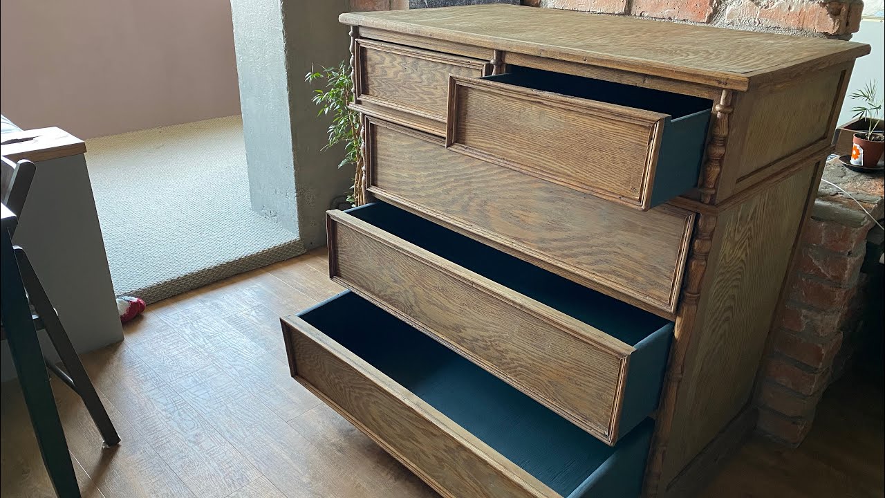 Перекраска/реставрация старого комода из ясеня - YouTube